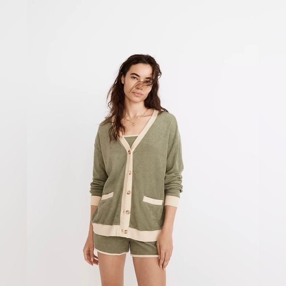 Madewell MWL Towel Terry Cardigan in Colorblock NF349 - Picture 1 of 4